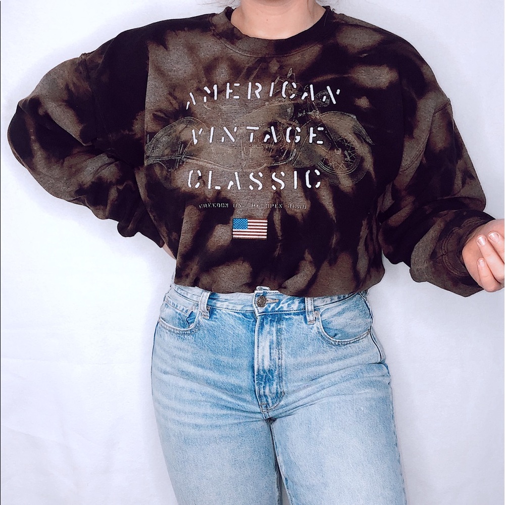 Bleached motorcycle Crewneck